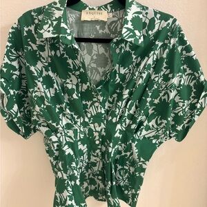 Green Short Sleeve Button Down Shirt